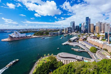 Sydney Harbour at dusk, the city many skilled-visa applicants picture.