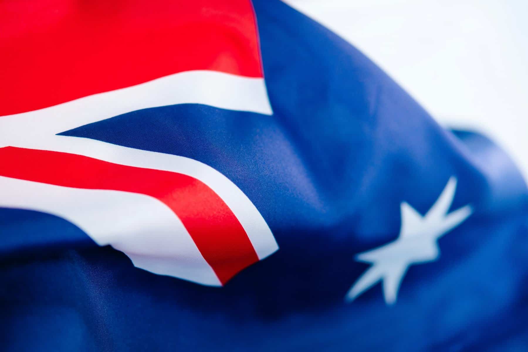 Bright Australian flag with vibrant red, blue, white, and stars, representing national pride and identity.